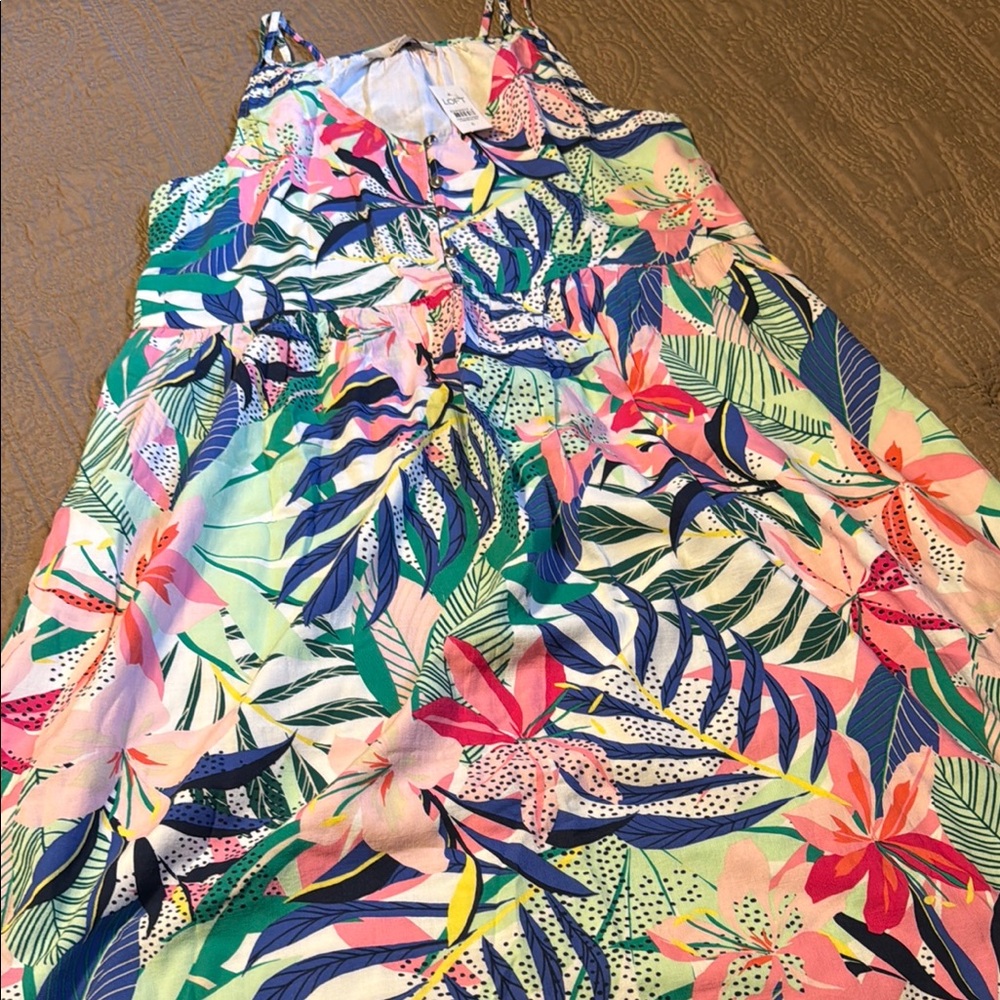 Loft Size 6 Tropical Floral Sleeveless Dress